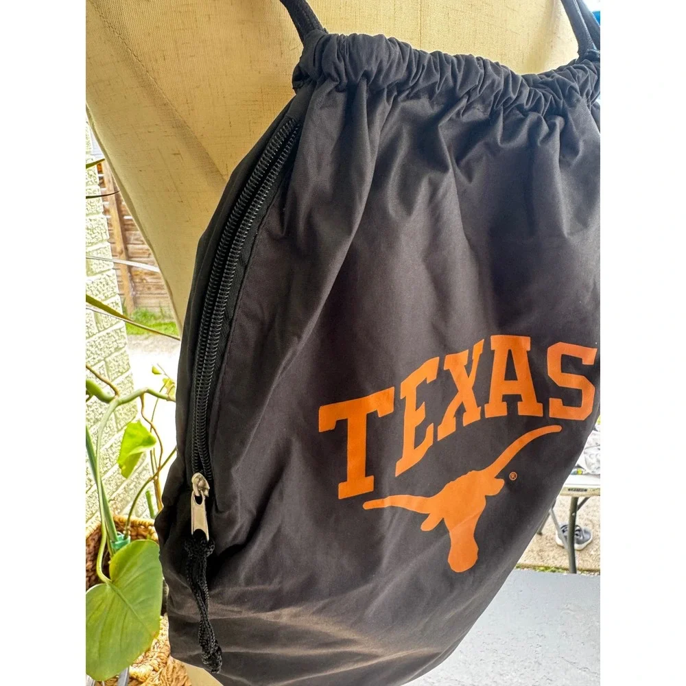 Carolina Sewn Texas Longhorns Drawstring Backpack Black Side Zip Cinch Bag UT